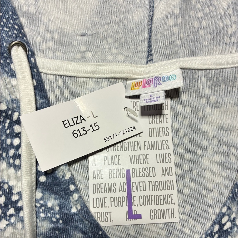 LuLaRoe Blue and White Hooded sweatshirt - Picture 2 of 2